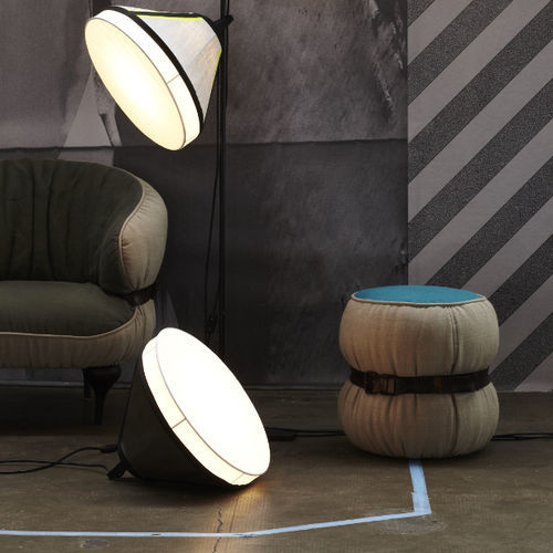 Pouf contemporain - CHUBBY - MOROSO - en tissu / en cuir / rond