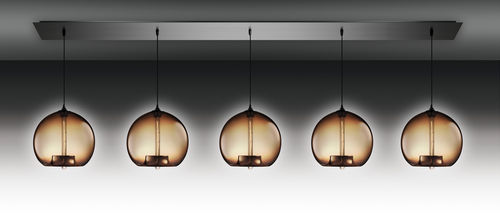 Plafonnier contemporain - LINEAR 5 - Niche Modern - linéaire / en verre / en verre soufflé
