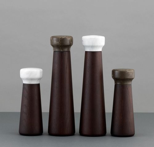 Salière et poivrière en céramique - Normann Copenhagen - en marbre / en chêne / professionnelle