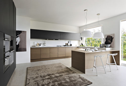 Cuisine contemporaine - INTEGRA - Pedini - en placage de bois / sans poignée / laquée