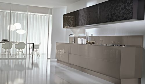 Cuisine contemporaine - SYSTEM COLLECTION - Pedini - en verre / sans poignée / laquée