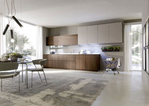 Cuisine contemporaine - MATERIKA - Pedini - en placage de bois / sans poignée