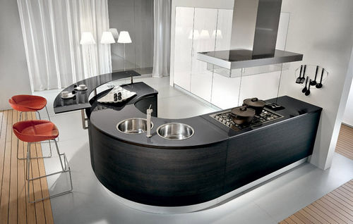 Cuisine contemporaine - INTEGRA - Pedini - en placage de bois / sans poignée