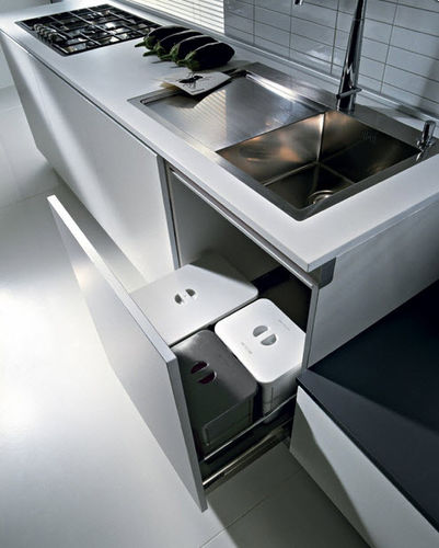 Poubelle de cuisine - Pedini - encastrable / en inox / avec couvercle