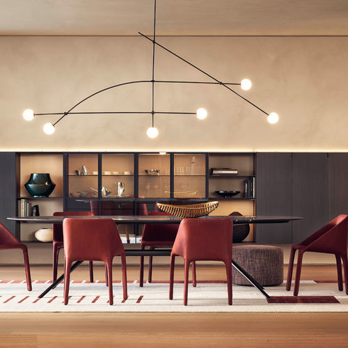 Table contemporaine - MONDRIAN - Poliform - en bois / en verre / en marbre