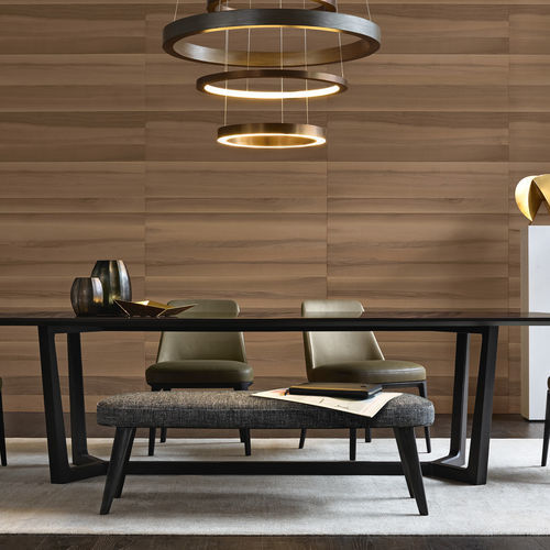 Banquette contemporaine - JANE - Poliform - en tissu / en cuir / avec piètement en métal peint