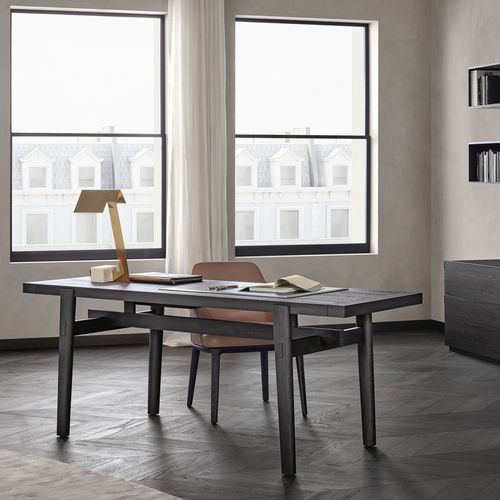 Bureau sur pied - HOME HOTEL  - Poliform - contemporain / en placage de bois / en cuir
