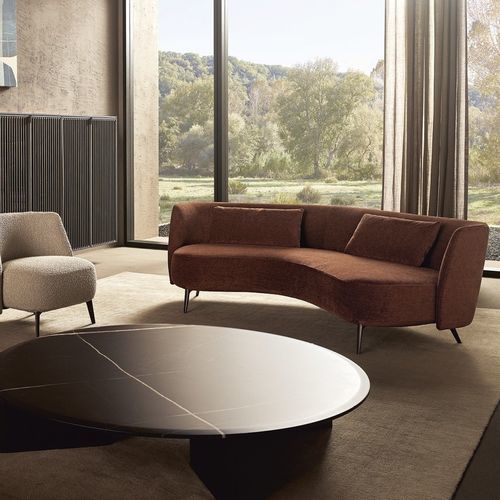Canapé contemporain - SUNDAY  - Poliform - en tissu / en cuir / avec coussin amovible