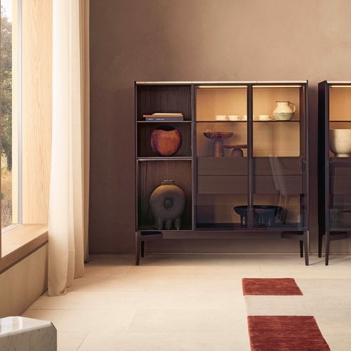 Buffet haut - CODE - Poliform - contemporain / en bois laqué / en placage de bois