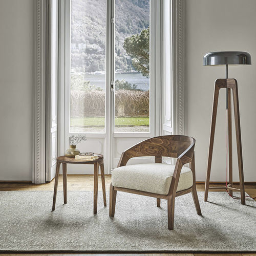 Fauteuil contemporain - Alba - Porada - en tissu / en cuir / en noyer