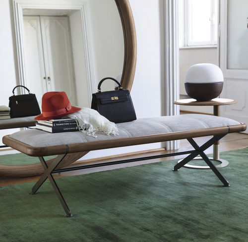 Banquette contemporaine - AXXIA - Porada - en tissu / avec piètement en métal / en noyer