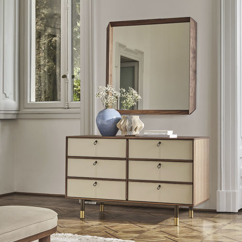 Commode contemporaine - BAYUS NIGHT 6 - Porada - en laiton brossé / en cuir / en noyer