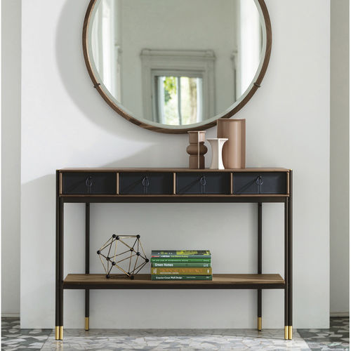 Console contemporaine - BAYUS 8 - Porada - en noyer / en cuir / avec piètement en métal