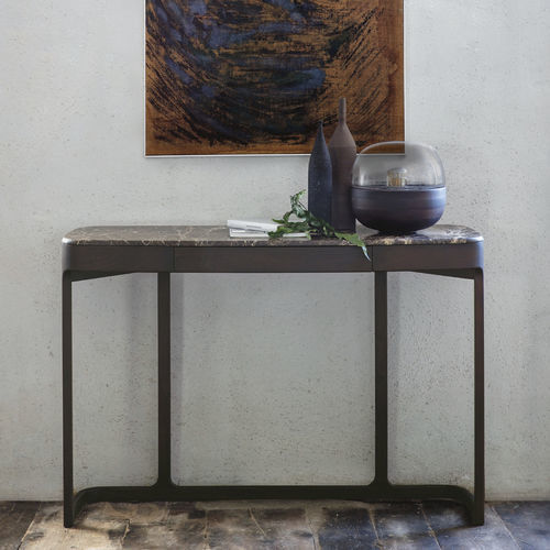 Console contemporaine - BLUSH - Porada - en marbre / avec piètement en frêne / rectangulaire