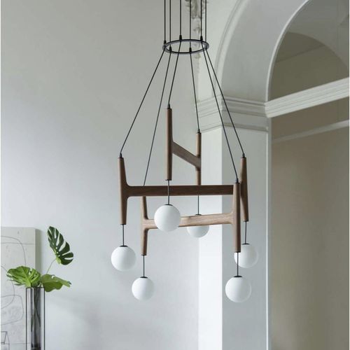 Suspension - ASTRA - Porada - en métal / en verre opalescent / en noyer