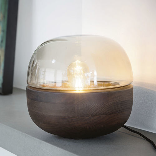 Lampe de table - BOLLA - Porada - en verre opalescent / en verre fumé / en frêne