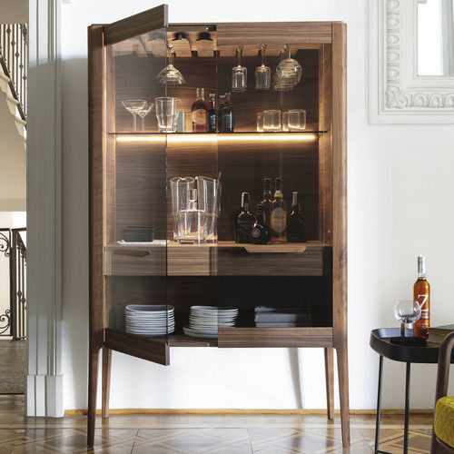 Meuble bar contemporain - ATLANTE - Porada - en noyer / en frêne / en verre fumé