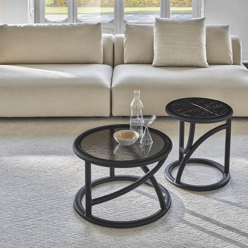Table basse contemporaine - FLIP 45 - Porada - en noyer / avec piètement en bois / avec piètement en noyer