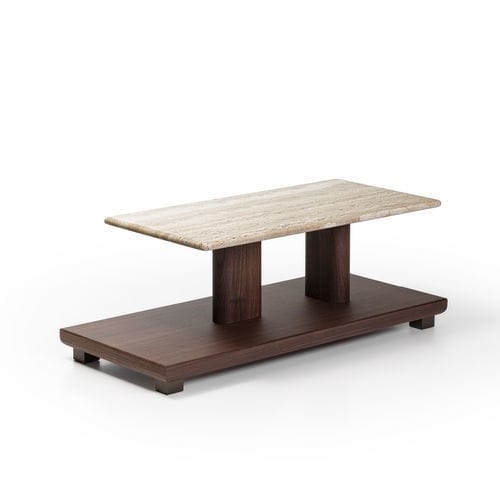 Table basse contemporaine - KIRK TAVOLINO - Porada - en noyer / avec piètement en métal / avec piètement en noyer