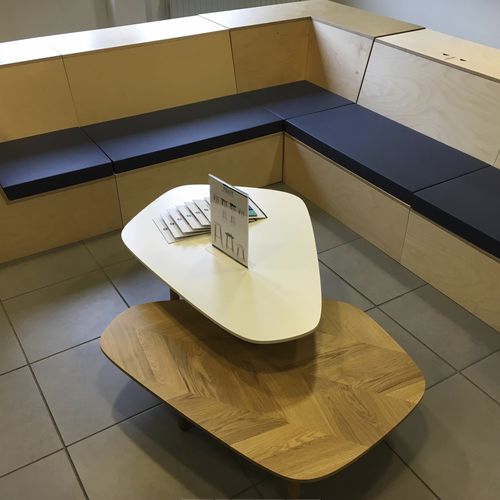 Table d'appoint contemporaine - PILOT - SDC_lab - en chêne / en HPL / avec piètement en bois