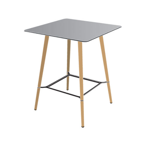 Table mange-debout classique - PILOT - SDC_lab - en HPL / avec piètement en bois / carrée