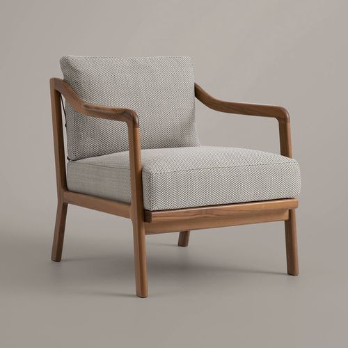 Fauteuil contemporain - HOLLY - Rivolta - en cuir / en tissu / en noyer