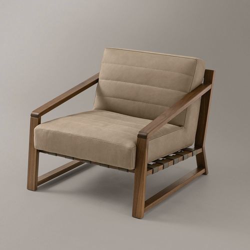 Fauteuil contemporain - MIAMI - Rivolta - en cuir / en tissu / en noyer