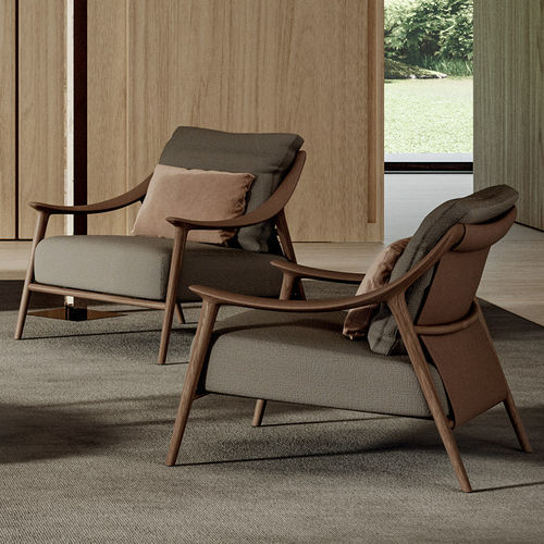 Fauteuil design scandinave - Corso - Rossi di Albizzate - en tissu / en bois / avec coussin amovible