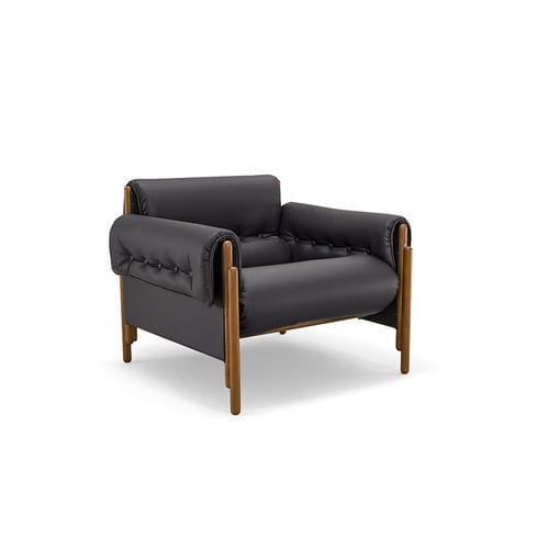 Fauteuil contemporain - Sporting - Rossi di Albizzate - en cuir / en bois / noir