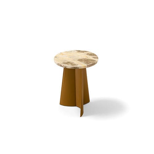 Table d'appoint contemporaine - Wigwam - Rossi di Albizzate - en marbre / avec piètement en bois / circulaire