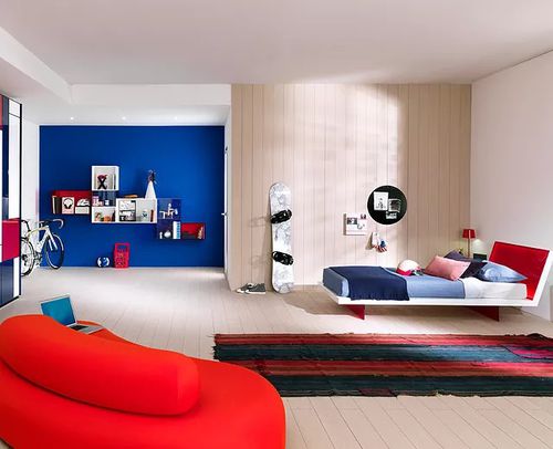 Chambre d'enfant rouge - KUBIKA - Sangiorgio Mobili - bleue / en bois / en acrylique
