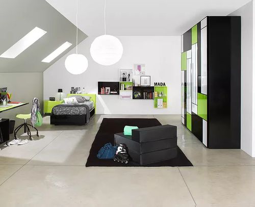 Chambre d'enfant verte - KUBIKA - Sangiorgio Mobili - noire / en bois / en acrylique