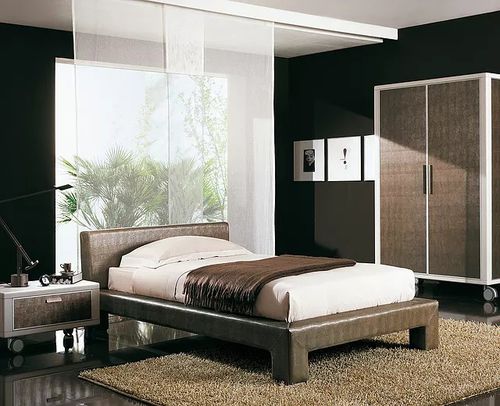 Chambre d'enfant bleue - AMAZZONIA - Sangiorgio Mobili - marron / noire / en simili cuir