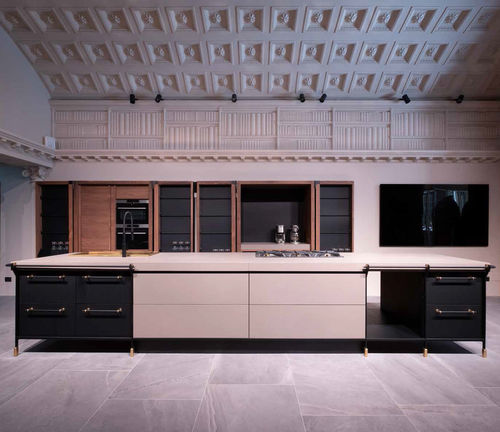 Cuisine contemporaine - CANOSSA - SCIC - en bois / en pierre / avec îlot
