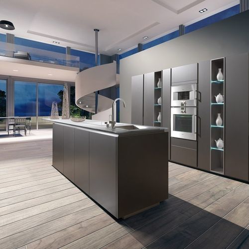 Cuisine contemporaine - MONFORTE - SCIC - en bois / en pierre naturelle / en acier inoxydable