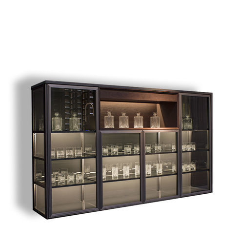Vitrine armoire contemporaine - GRADONI - SCIC - à poser / en verre fumé / en métal laqué