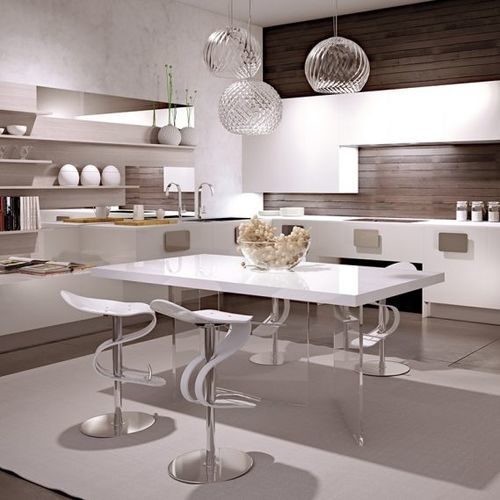 Table à manger contemporaine - SOLOBIANCO - SCIC - en polymère / avec piètement en verre / rectangulaire