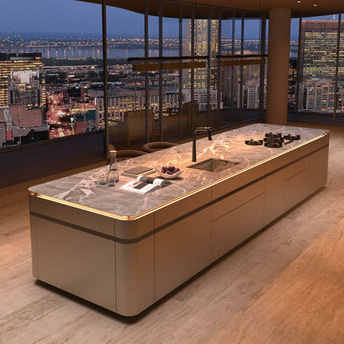 Cuisine contemporaine - ZUM ZERI - SCIC - en cuir / en quartzite / modulaire