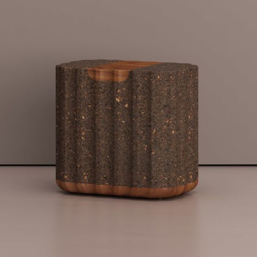 Tabouret contemporain - BOLOTA SCALLOP  - Skram Furniture - en érable / en liège / en afrormosia