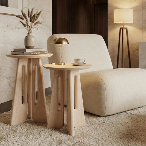 Table d'appoint contemporaine - E22 - Skram Furniture - en bois / avec piètement en bois / ronde