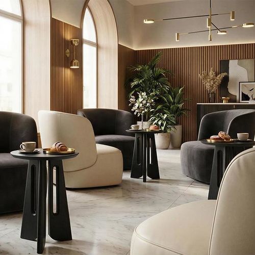 Table basse contemporaine - E20 - Skram Furniture - en chêne / angulaire / piètement central