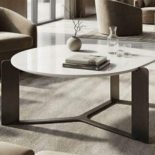 Table basse contemporaine - DROP - Skram Furniture - en bois / avec piètement en métal / elliptique