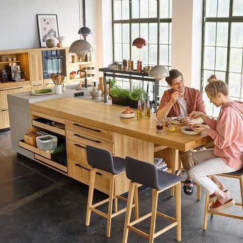 Cuisine contemporaine - ECHT.ZEIT - TEAM 7 - en bois massif / avec îlot / de taille moyenne