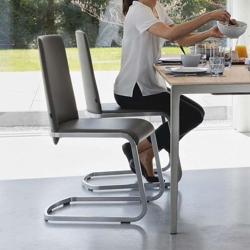 Chaise de salle à manger contemporaine - F1 - TEAM 7 - d'intérieur / en tissu / en cuir