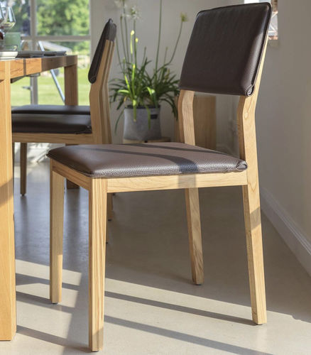 Chaise de salle à manger contemporaine - S1 - TEAM 7 - d'intérieur / en cuir / avec piètement en bois