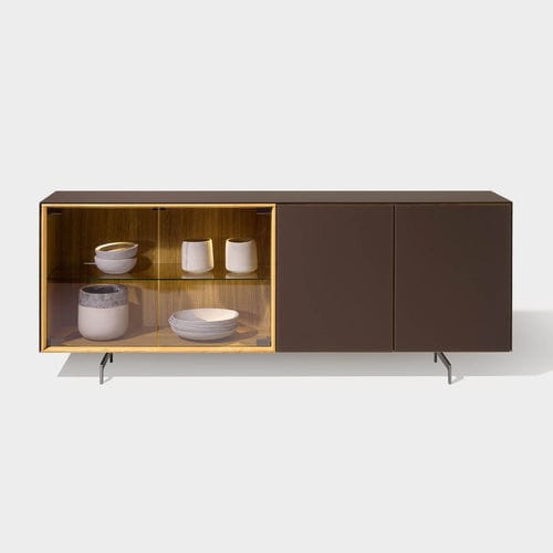 Buffet contemporain - CUBUS - TEAM 7 - en chêne / en verre / avec étagère
