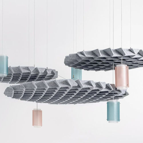 Baffle acoustique en feutre - Clario Cloud - 3Form - suspendu / au plafond / rond