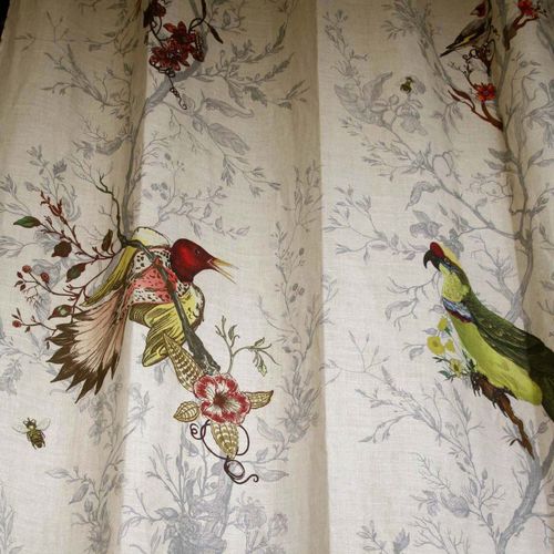 Tissu d'ameublement - BIRDS N BEES - Timorous Beasties - à motif animalier / en coton / en lin