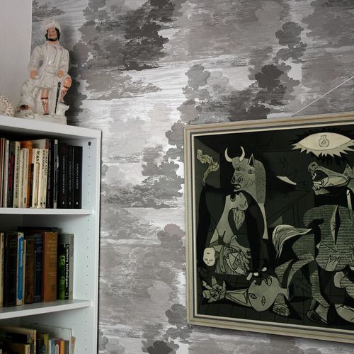 Papier peint contemporain - CLOUD TOILE  - Timorous Beasties - à motif nature / gris / bleu