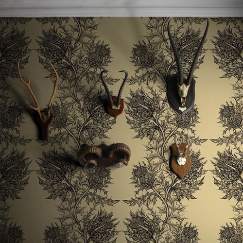 Papier peint classique - THISTLE - Timorous Beasties - à motif floral / ignifuge